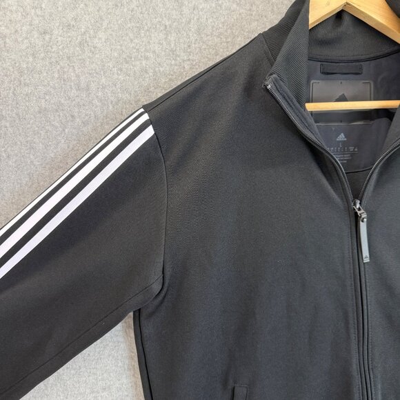 Adidas Mens Black Track Jacket Workout Athletic Full Zip 3 Stripes Size Large - Picture 4 of 16
